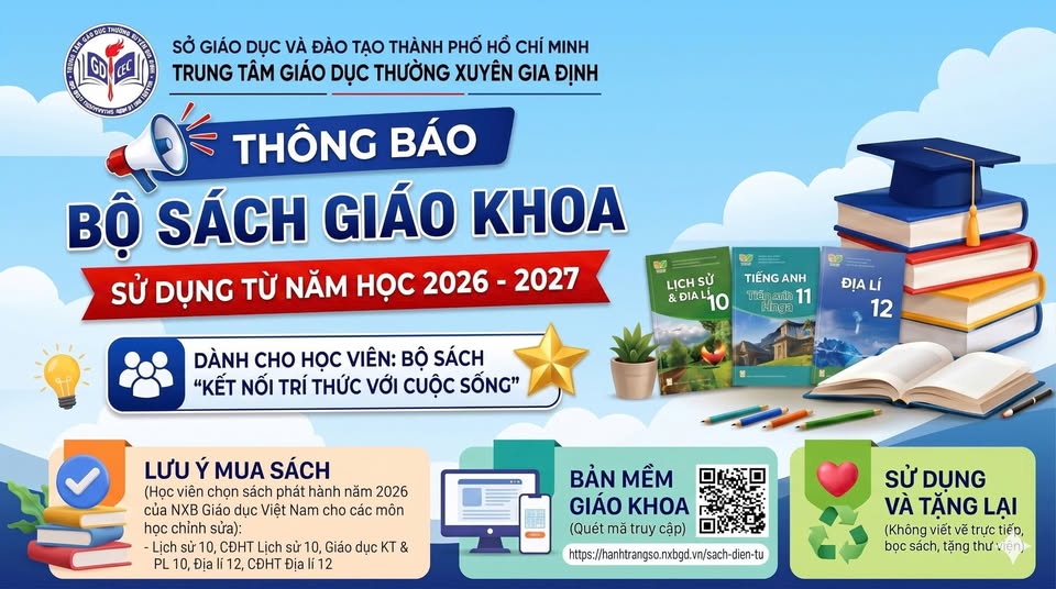THÔNG BÁO VỀ BỘ SÁCH GIÁO KHOA SỬ DỤNG TỪ NĂM HỌC 2026 - 2027