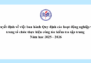 Quyết định về việc ban hành Quy định các hoạt động nghiệp vụ trong tổ chức thực hiện công tác kiểm tra tập trung – Năm học 2025 – 2026