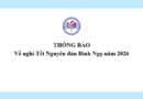 Thông báo Về nghỉ Tết Nguyên đán Bính Ngọ năm 2026