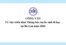 Công văn về việc triển khai Thông báo tuyển sinh đi học tại Ba Lan năm 2026